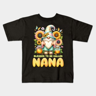 Blessed to be called Nana Tee Sunflower grandma gift Custom mother's day gift with any nickname copy Kids T-Shirt